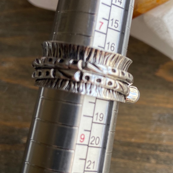 WHITE OPAL STERLING SILVER SPINNER BOHO RI… - Picture 6 of 10